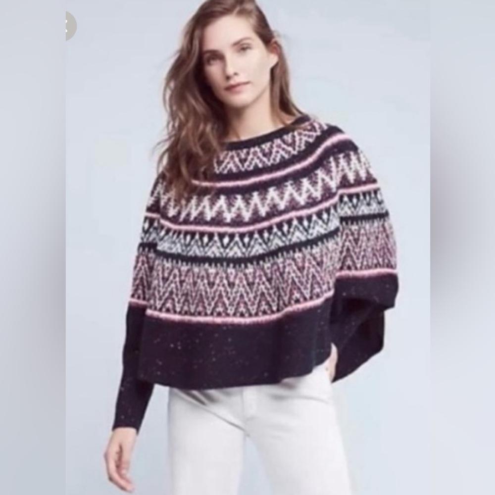 Anthropology Sleeping On Snow Poncho Sweater